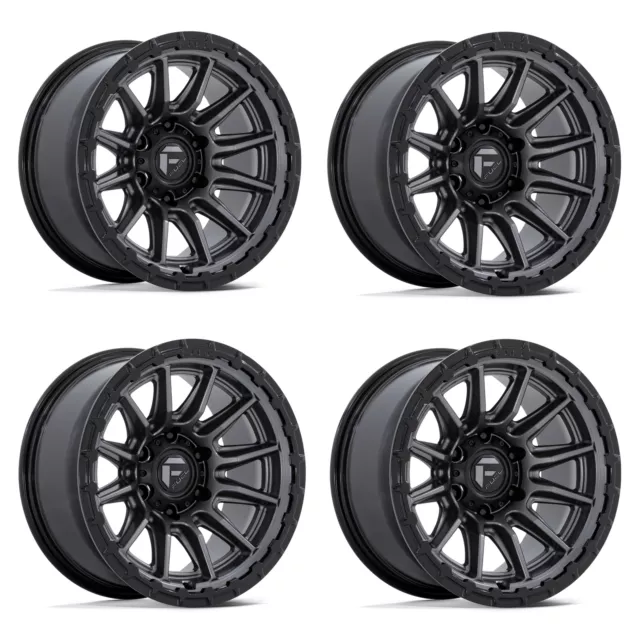 Set 4 Fuel FC866 Piston 22x10 6x135 Matte Gunmetal Gloss Black Wheels 22" -18mm