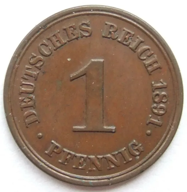Moneta Reich Tedesco Impero Tedesco 1 Pfennig 1891 E IN Extremely fine