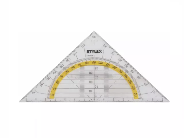 2 Geometriedreiecke 16 cm mit Griff Geo-Dreieck m farbig hinterlegter Gradskala