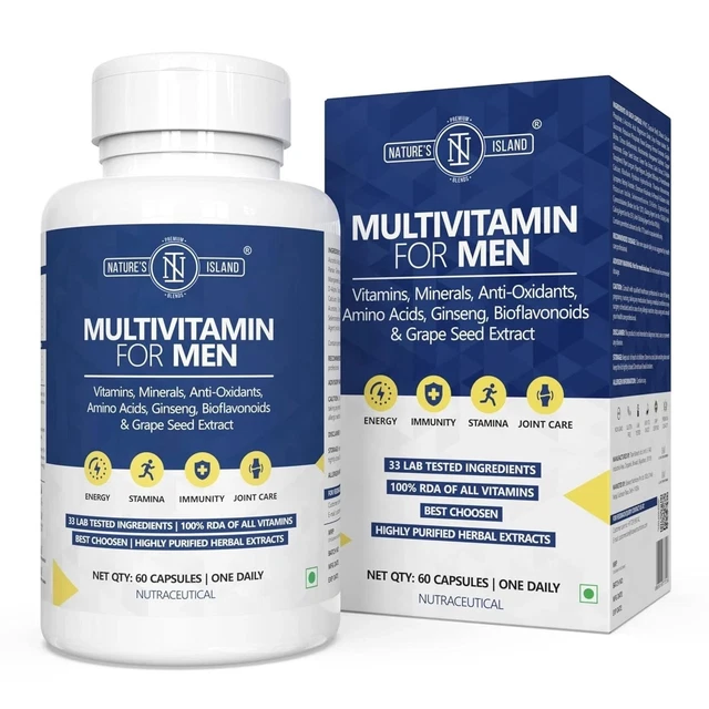 NATURE'S ISLAND MULTIVITAMIN Men 100% RDA with Calcium,Antioxidants ...