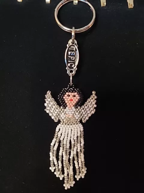 Nayarti Beaded Angel Keychain Mexican Folk Art Glass Beads Key Chain Key Ring