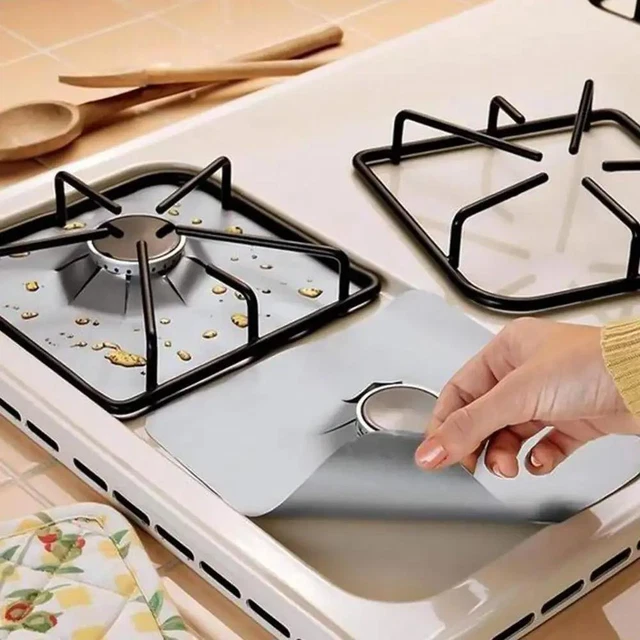3 piezas cocina estufa de gas quemador superior reutilizable protector revestimiento limpio Ma'