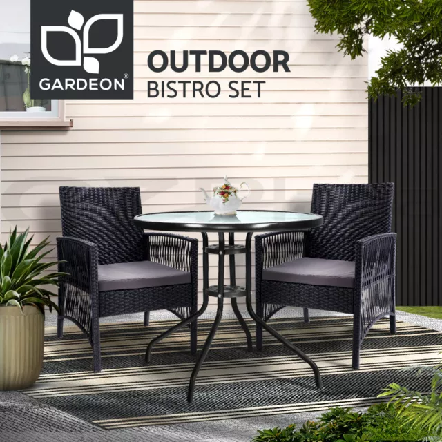 Gardeon Outdoor Chairs Table Setting Dining Wicker Bistro Set Patio Furniture