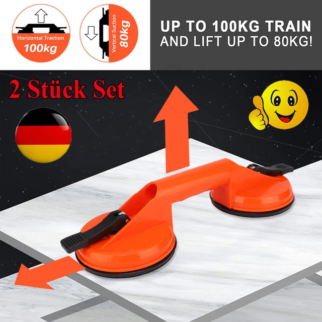 Saugheber (2er Pack)  Sauggriffe  100kg tragfähiger Vakuumheber für Transport