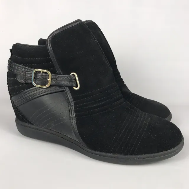 Skechers SKCH+3 HIDDEN WEDGE Ankle Sneaker Boots - Womens Size 9.5 - Black Suede