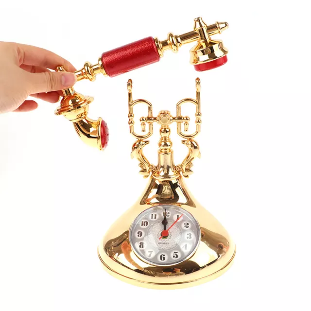 Retro Telephone Model Alarm Clock Creative Timekeeper Desktop Table Ornament ZH1