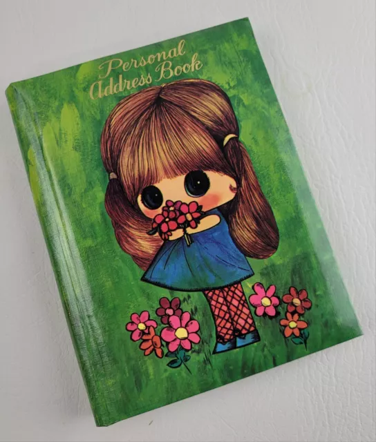 Vintage 70's Big Eyes Girl American Greetings Personal Address Book Unused & Box