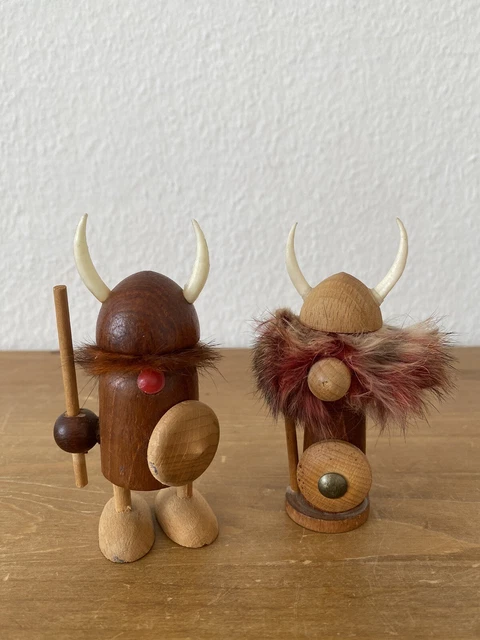 2 WIKINGER PAAR 50er Jahre 60er Jahre Teakholz Holz Figuren Deko Büro ...