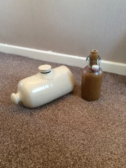 Vintage Stone Hot Water Bottle And Pot Bottle