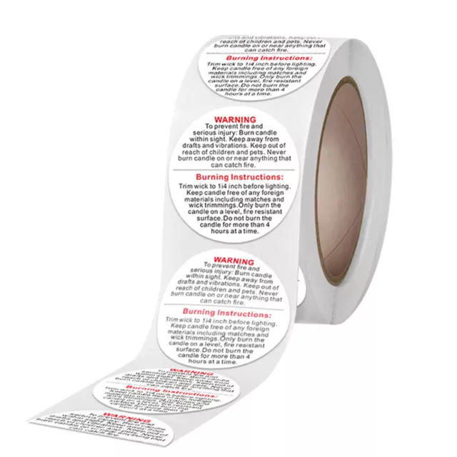 Etiqueta de advertencia de vela 500 piezas/rollo 3,8 cm frasco de velas contenedor pegatina vela.ZY