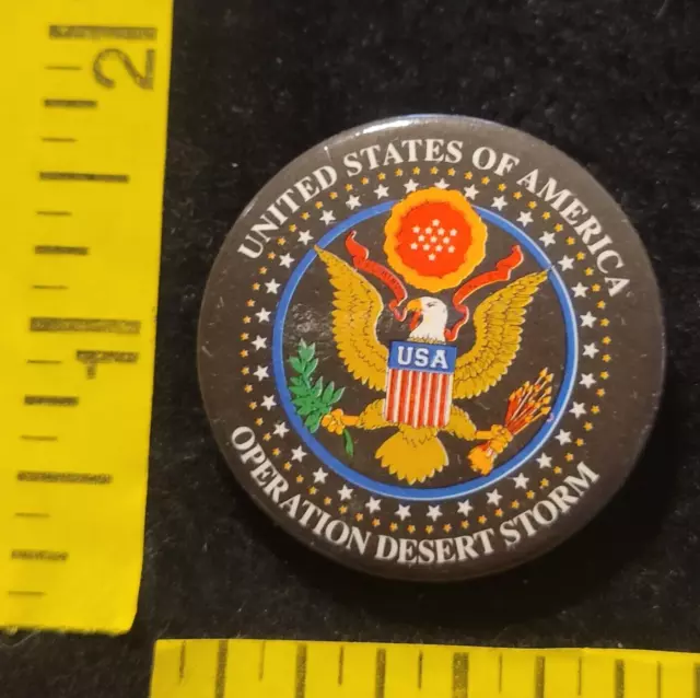 1991 Operation Desert Storm USA Novelty Pinback Button Pin Made in England