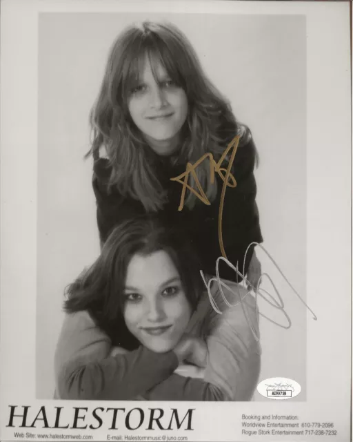 Lzzy & Arejay Hale of Halestorm REAL hand SIGNED YOUNG Promo Photo JSA COA