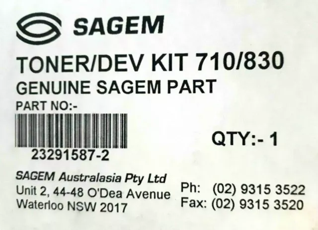 Sagem Toner Developer Kit 710 830 23291587-2 Genuine Original