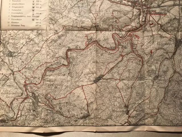 Bad Blankenburg und Umgebung, Wegekarte, Landkarte, Thüringer Wald, von 1941 3