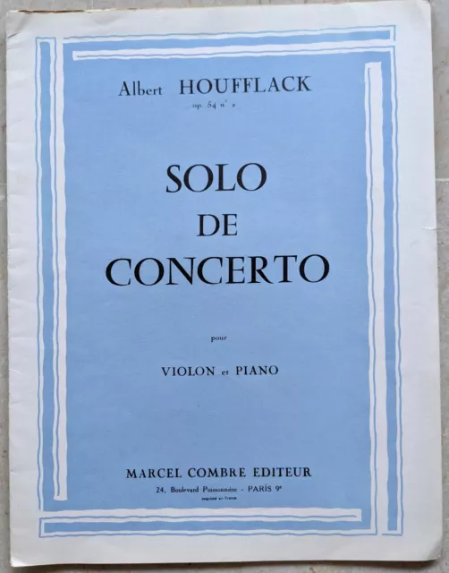 Albert HOUFFLACK solo de concerto op 54 n° 2 partition violon et piano