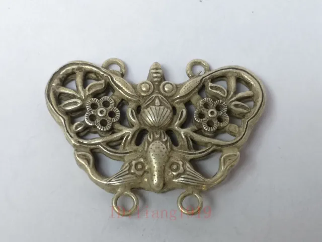 Collection Old Chinese Tibet Silver Handmade Auspicious Butterfly Pendant Amulet