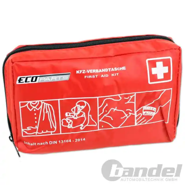 Kfz Verbandtasche Rot Auto Verbandkasten Pkw Erste-Hilfe Kasten Din 13164-2014