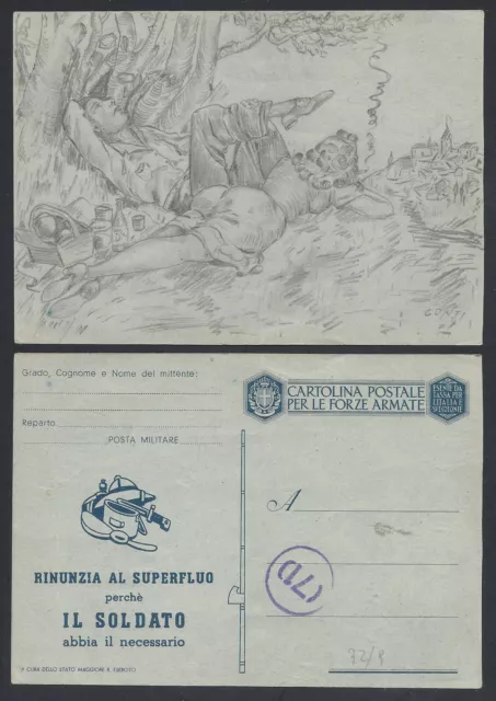 CARTOLINA Militare in franchigia 1942 NUOVA Mail Art (GB)