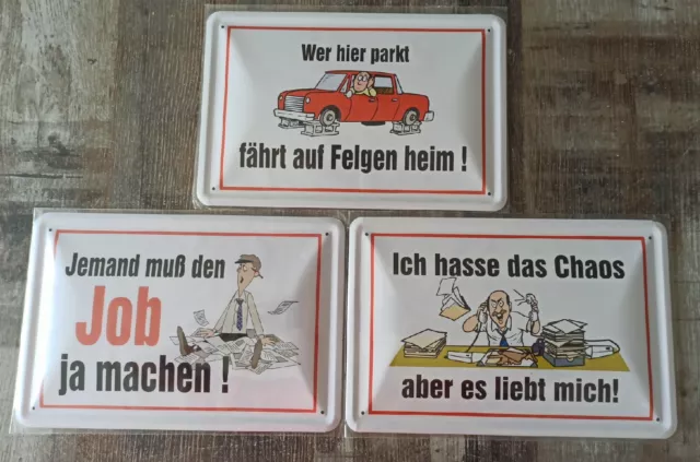 Sammlung Konvolut 3 Blechschilder mit Spruch 20x30 cm