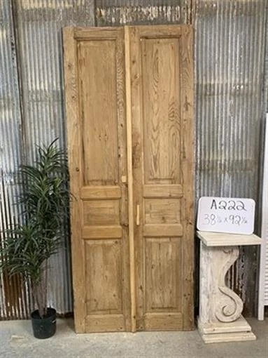 Antique French Double Doors (38.5x92.5) Raised Panel Doors, European Doors A222