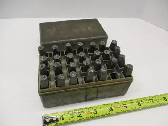 HANSON Set of (27) Letter Hand Stamps, Stamp, 5/16" Tall, OEM Case, VGC