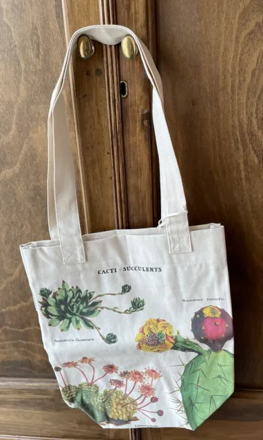 Cavallini & Co. Cacti Succulents Vintage Style Canvas Tote Bag - New with Tags