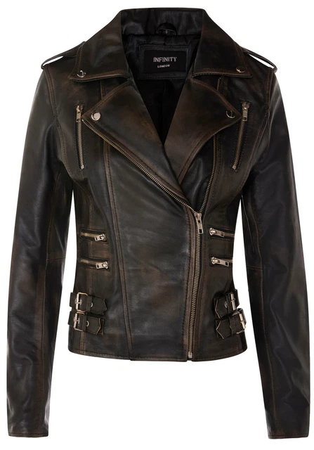 Veste En Cuir D'agneau Anita Noir - Style Biker - Taille Regular - Neuf Avec étiquettes - Marque L.b