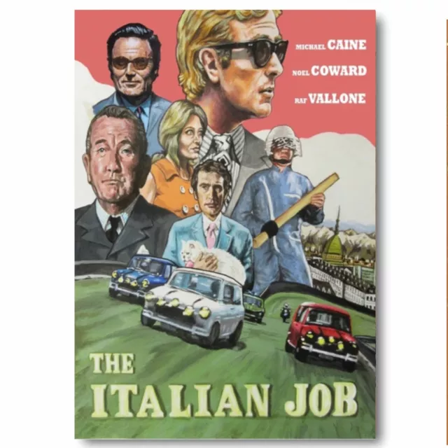 The Italian Job Michael Cain Retro Movie Print Original on Sheet Metal Sign