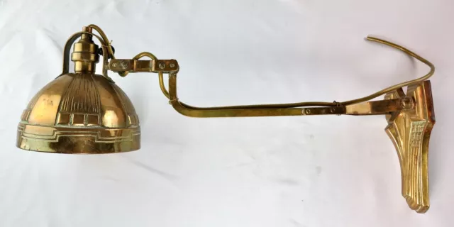 Art Nouveau, Jugendstil, Secessionist Brass Adjustable Wall Mounted Lamp, c.1900