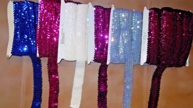 Neu flache Pailletten Stretch # 70 verschiedene Farben verschiedene Längen Kostüm Rohware