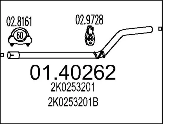 MTS Abgasrohr 01.40262 Mittelschalldämpfer für VW CADDY 3 Großraumlimousine 2KA