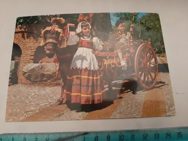 Cartolina 1981 Carretto Siciliano Con Bambina E Bambino In Costume Viaggiata