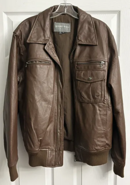 Desert Well Leather Jacket Men’s Medium Bomber Brown Adult