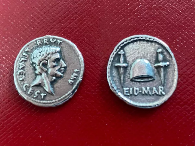 Rare Caesar Brutus Ides Of March Denarius Coin  Museum Specimen Coin An 341