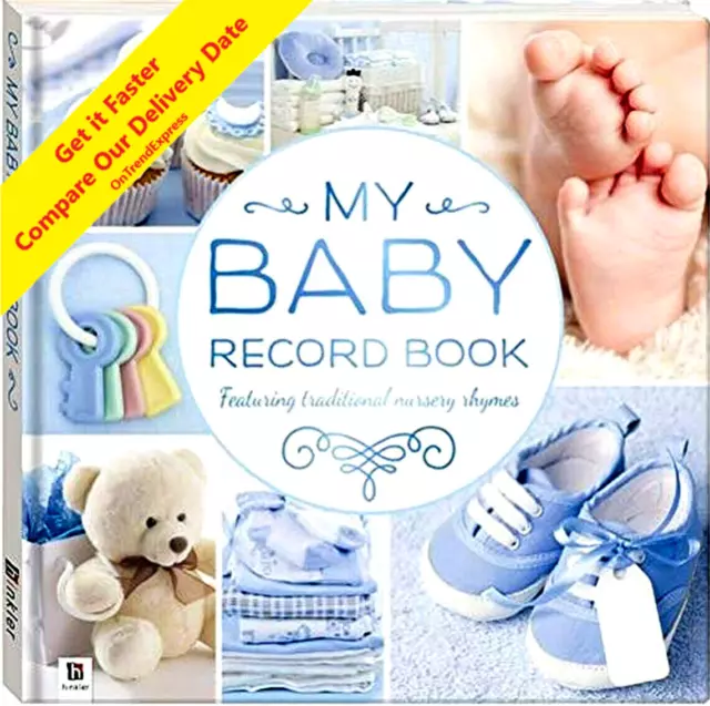 My Baby Record Book Hardcover Nursery Rhymes Keepsake Shower Gift BLUE Baby Boy