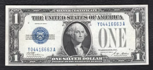Fr 1601 1928-A $1 One Dollar “Funnyback” Silver Certificate About Uncirculated.