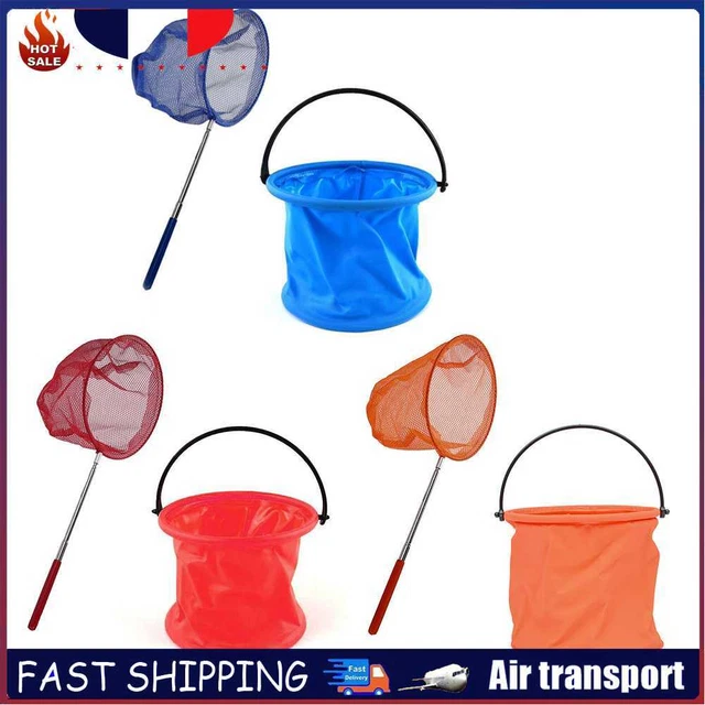 Kids Telescopic Butterfly Fishing Net Bucket Catching Bugs Insect Outdoor Toys