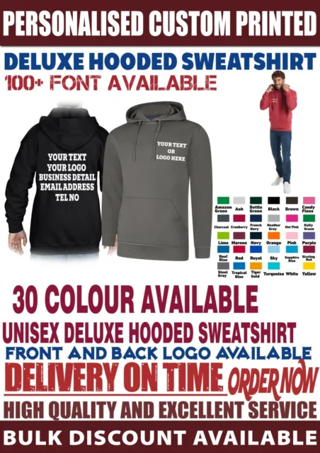 Personalised Hoodie Custom Printed your text logo stag hen unisex Top Workwear