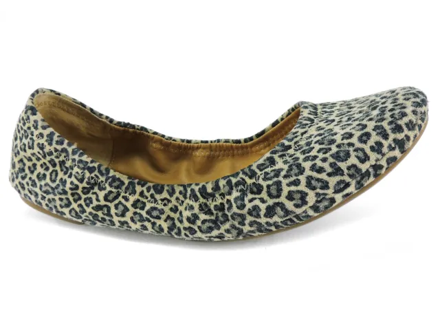 Lucky Brand Women's Emmie Flats Sesame Persian Leopard Suede Leather Size 5.5 M
