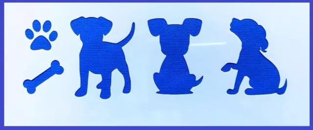 Flexible Stencil *PUPPIES* Card Making Paw Bone - 8cm x 21cm - 190micron