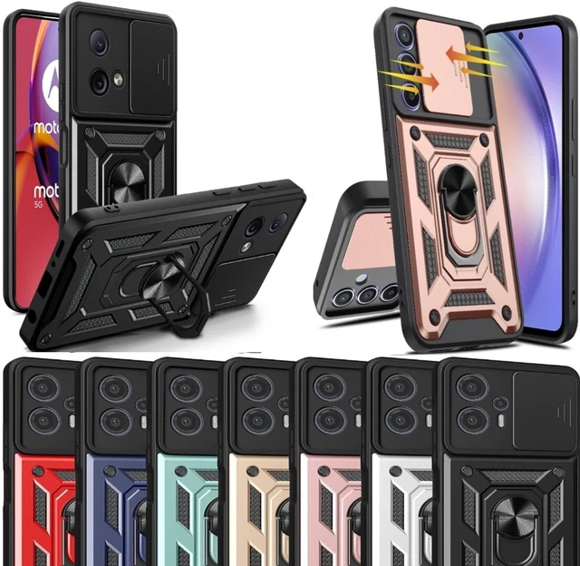 Handyhülle Für Motorola Moto G84 5G Rot Mit Ring-Ständer + 2x Displayschutzfolien Aus Glas