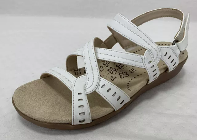 BareTraps Womens Sandals 6M Jacey Slingback Strappy Cream Faux Leather Casual