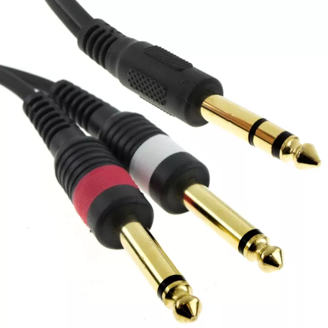 6.35mm Stereo Jack to Twin 6.35mm Mono BIG Jacks Screened Cable 5m