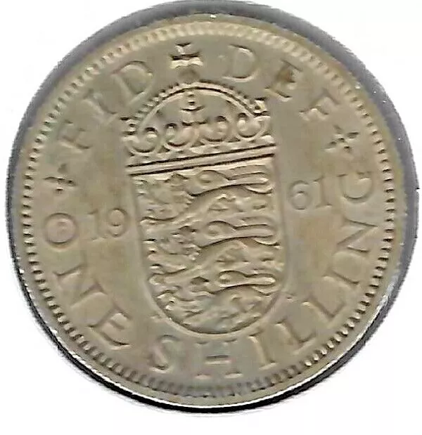 1961 Great Britain Circulated 1 Shilling QEII Coin! (English Crest)