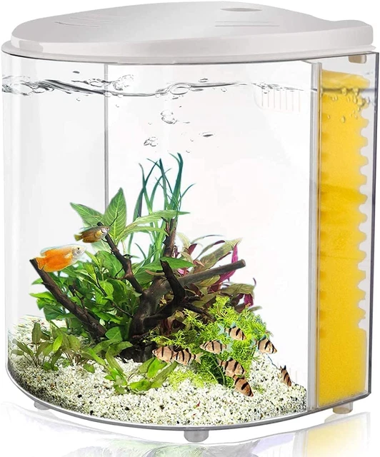 1.2 Gallon Betta Aquarium Kits, Small Fish Tank with LED Light &Filter Pump
