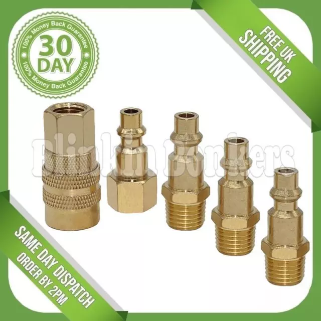 5Pc 1/4" Brass Coupler Set Male Female Air Line Hose Compressor Quick Connector