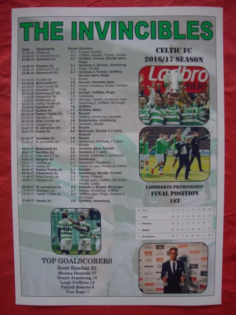 Celtic Scottish Premiership champions 2017 - Celtic Invincibles - souvenir print