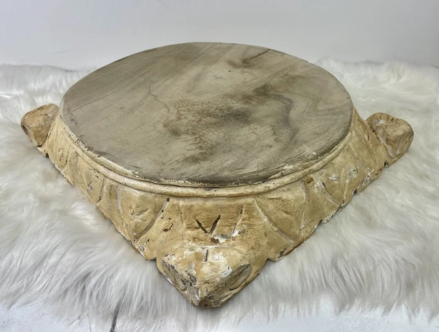 Roman Carved Wood Base Riser ARCHITECTURAL Candle Cheese Cake Plant Stand