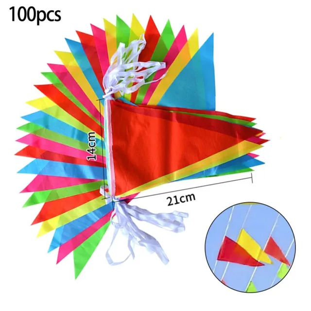 Drapeaux triangulaires en plastique multicolore 50 m bannière de coloration pou