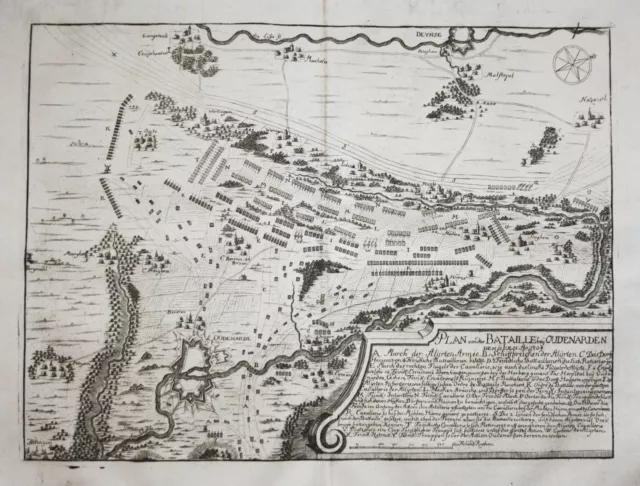 Audenarde Oudenaarde Plan bataille gravure Kupferstich engraving Merian 1708